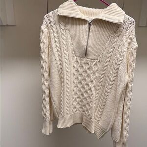 Cream Cable Knit Women's Sweater